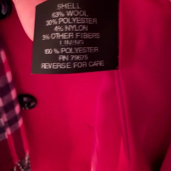 Anne Klein Vibrant Red double breasted wool blend coat with coordinating scarf. - Picture 4 of 5